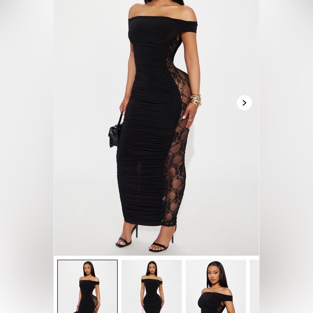 Elegant Black Lace Night Out Dinner Dress